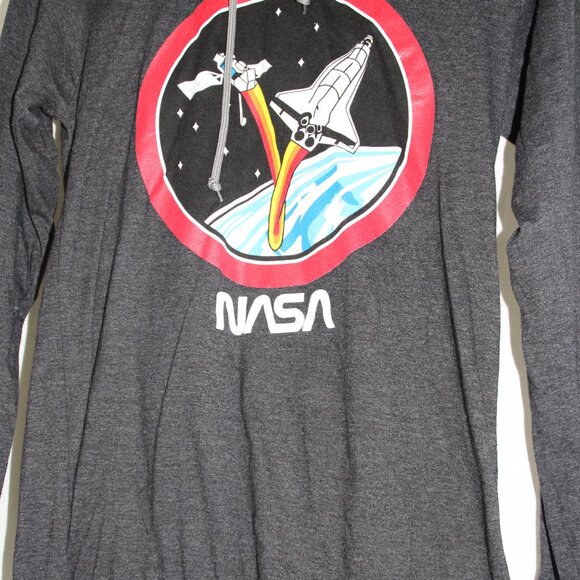 NASA Vintage Rocket Logo Long Sleeve Hooded Light Weight Shirt Size Small TeeLuv - Picture 2 of 6